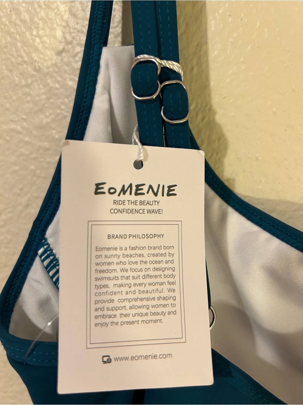 EoMenie NWT Teal One-Piece Swimsuit Size Small - Picture 3 of 6